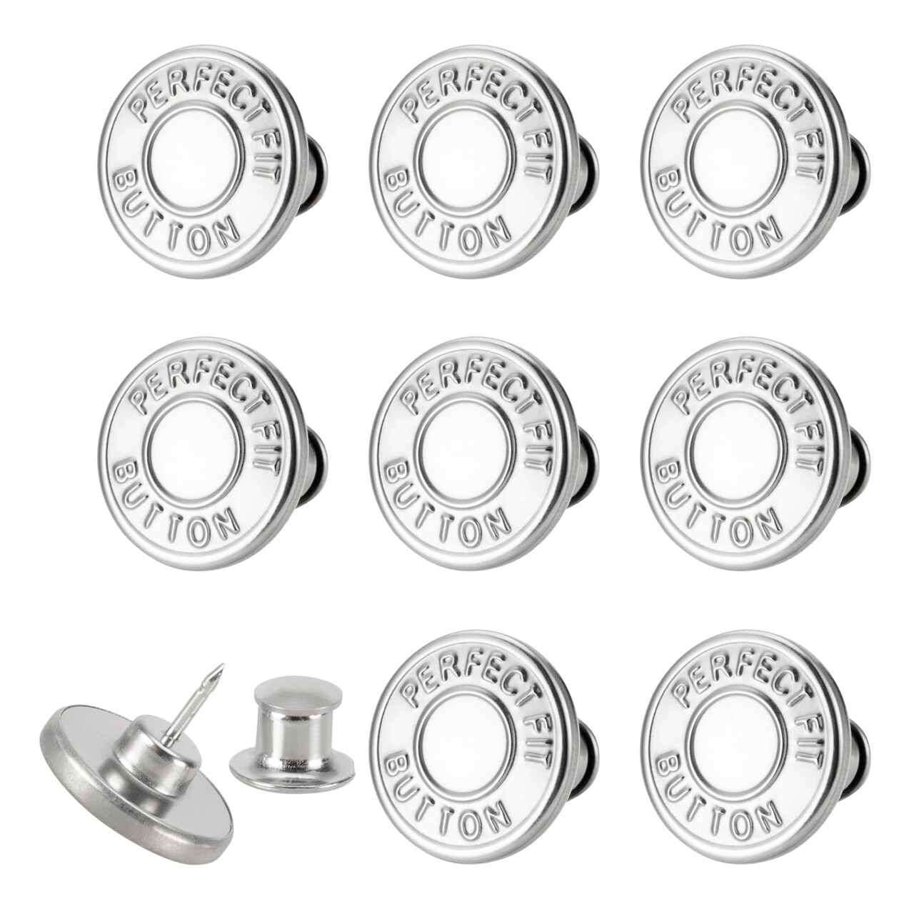 8 Sets of 17 mm Pants Button, Jean Buttons Pins for Loose Jeans, Adjustable Button for Jeans, Reusable and Adjustable Metal Pants Button Tightener